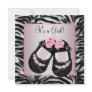 Pink Black Shoes Pink Zebra Baby Girl Shower Custom Invitation