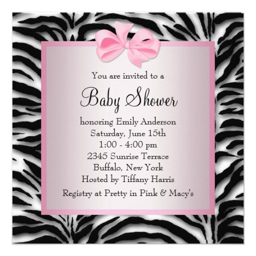 Pink Black Shoes Pink Zebra Baby Shower Custom Invitation