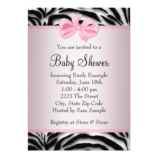 Pink Black Shoes Pink Zebra Baby Shower Personalized Announcement