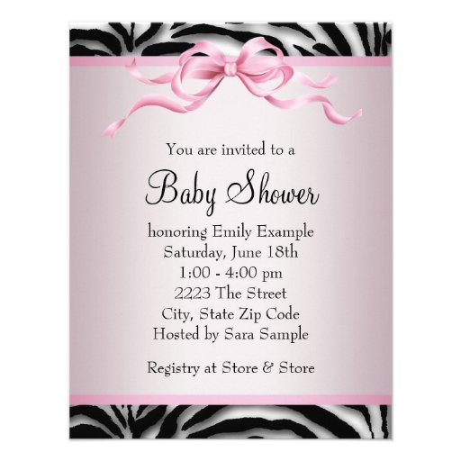 Pink Black Shoes Pink Zebra Baby Shower Custom Announcement