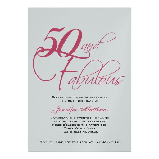 Pink Black Silver 50th Birthday Invitations