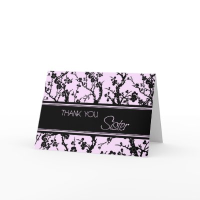 Pink Black Sister Maid of Honor Thank You Card