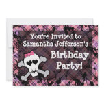 Pink/Black Skull Grunge Birthday Party Invitations