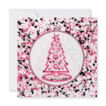 Pink &amp; Black Splatter Christmas Tree Invitation