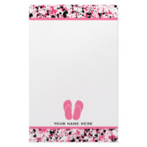 Pink & Black Splatter & Pink Flip Flops Stationery