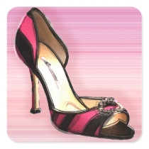 Pink & Black Stripe Stickers