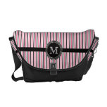 Pink black stripes monogram Rickshaw messenger bag