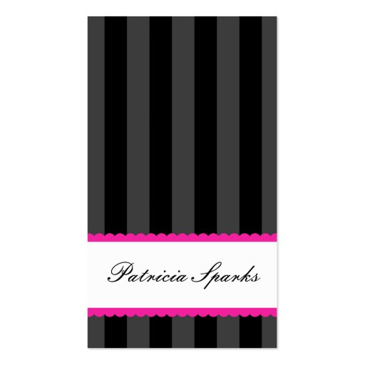 Pink & Black Stripes Parlour Business Card (back side)