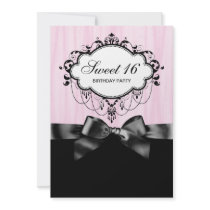 Pink Black Sweet 16 Birthday Party Announcement