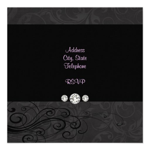 Pink Black Swirl Sweet Sixteen Party Invitations