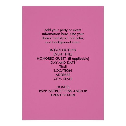 Pink Black Swirls Party Invitation Template
