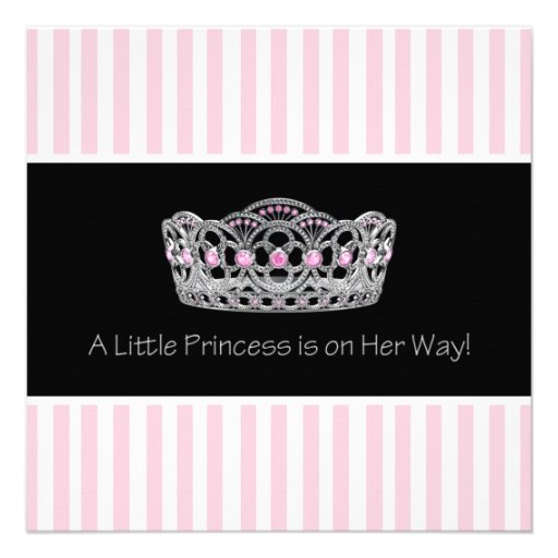 Pink Black Tiara Princess Baby Shower Personalized Announcement