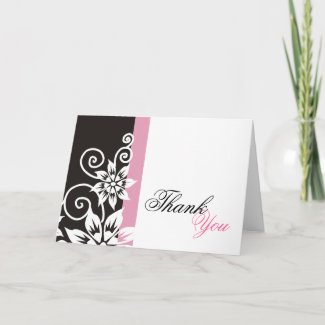 Pink & Black Unique Thank You Cards card