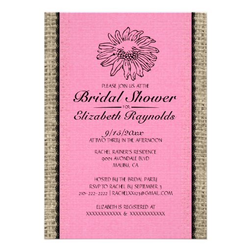 Pink Black Vintage Lace Bridal Shower Invitations