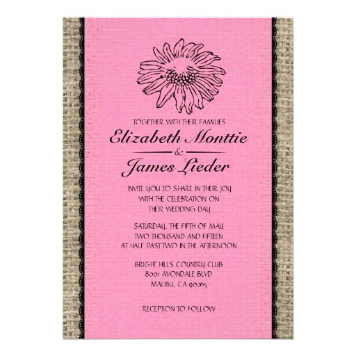 Pink & Black Vintage Lace Wedding Invitations