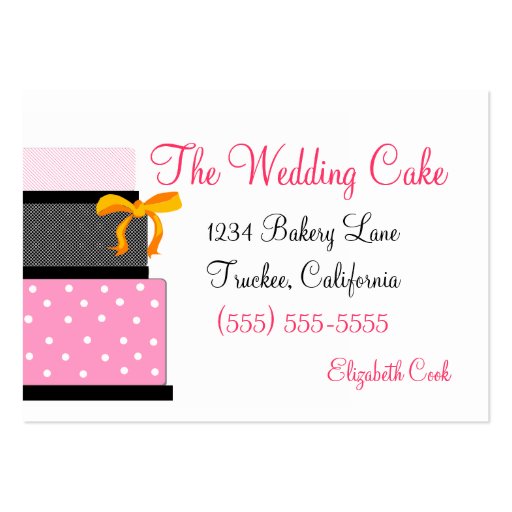 Pink & Black Wedding Cake-Bakery Business Cards (front side)