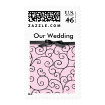 Pink & Black Wedding cards postage