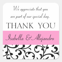 Pink Black Wedding Favor Thank You Message stickers