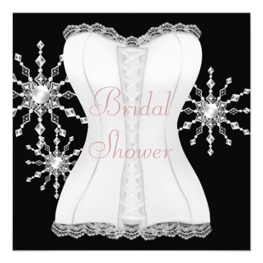 Pink Black White Corset Snowflakes Bridal Shower Personalized Invitation
