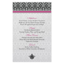 Pink, Black, White Damask Menu Card Flyers