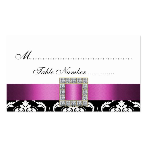 Pink Black White Damask Wedding Place Cards Business Card