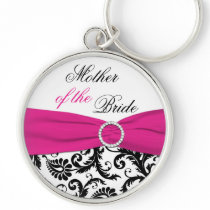 Pink, Black, White Mother of the Bride Keychain