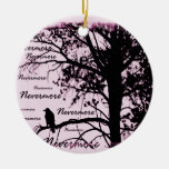 Pink Black & White Nevermore Raven Silhouette Christmas Ornament