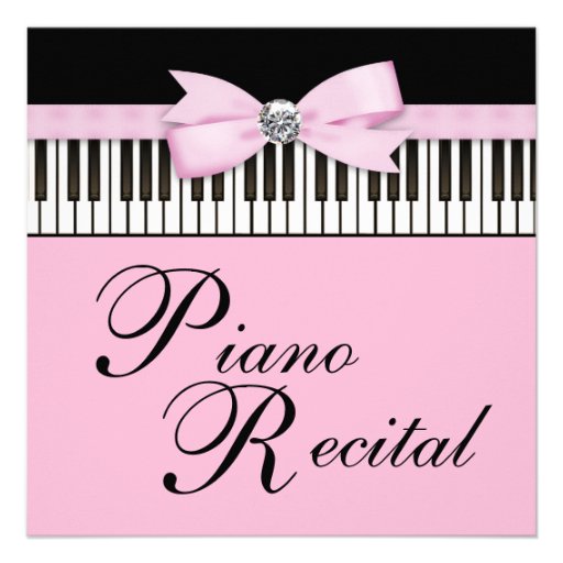 Pink Black & White Piano Keys Recital Invitation