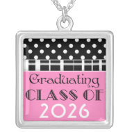 Pink, Black, White Polka Dot Graduation Necklace necklace