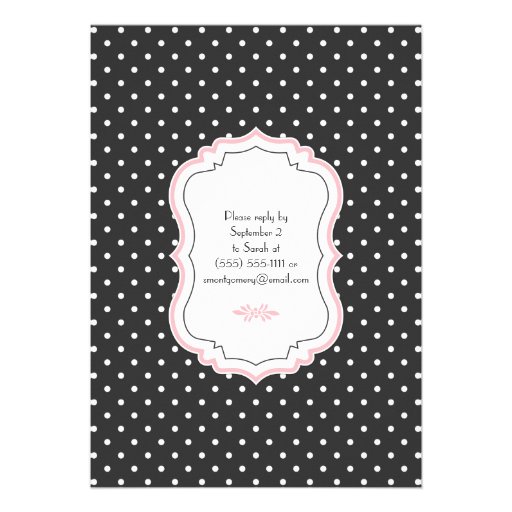 Pink Black White Polka Dots Baby Shower Invitation