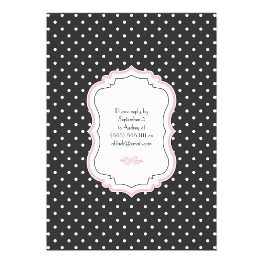 Pink Black White Polka Dots Communion Invitation