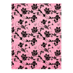 Pink, Black, White Silhouette Post Card