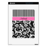 Pink Black White Striped Damask iPad 2 Skin