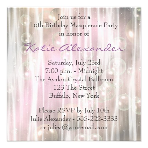 Pink Black White Sweet 16 Masquerade Party Announcements