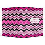 Pink, Black, White Wavy Striped Binder