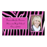 Pink Black Zebra Graduation Handouts Business Card
