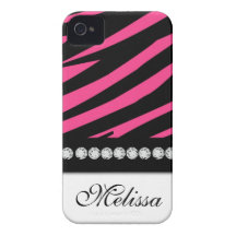 Pink Black Zebra Print iPhone 4 Case-Mate