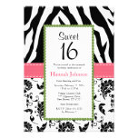Pink Black Zebra Print Sweet Sixteen Invitation