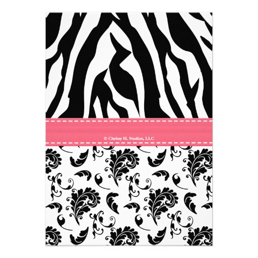 Pink Black Zebra Print Sweet Sixteen Invitation
