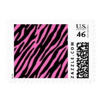 Pink & Black Zebra Stripes; Animal Print Postage Stamp