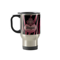 Pink Black Zebra Stripes with Flourish Nameplate Coffee Mugs