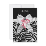Pink Black Zebra Sweet 16 Birthday Party RSVP Announcements