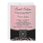 Pink Black Zebra Sweet Sixteen Party Custom Invitations
