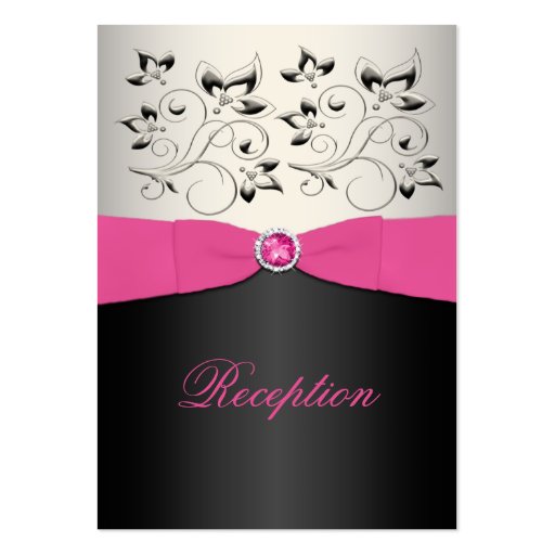 Pink, Blck, and Silver Reception Enclosure Card Business Card (front side)