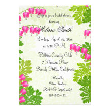 Pink Bleeding Heart Floral Bridal Shower Invite