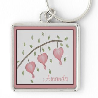 Pink Bleeding Hearts Customizable Keychain keychain