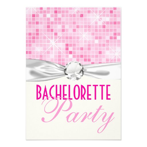 pink bling disco sparkle bachelorette party custom invitations