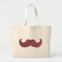 Pink Bling Mustache (Faux Glitter Graphic) Tote Bag