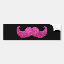 Pink Bling Mustache (Faux Glitter Graphic) Bumper Stickers