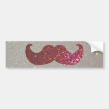 Pink Bling Mustache (Faux Glitter Graphic) Bumper Sticker